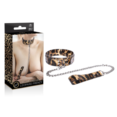 Excellent Power Leopard Frenzy Collar and Leash Leopard Print FNN026A000 070 4897078631214 Multiview