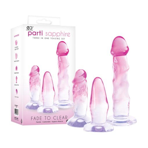 Excellent Power Parti Sapphire 3 in 1 Teasing Penis Dong and Butt Plug Set Ombre Pink to Clear FKP004A000 047 4897078631658 Multiview