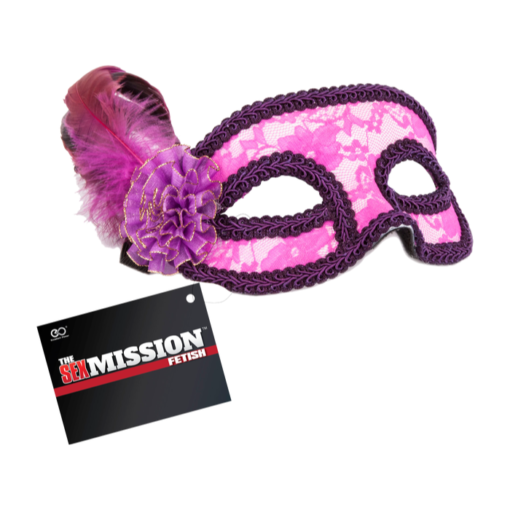 Excellent Power Sex Mission Fetish Feathered Mesh Masquerade Mask Pink FNJ015A000 002 4897078623479 Detail