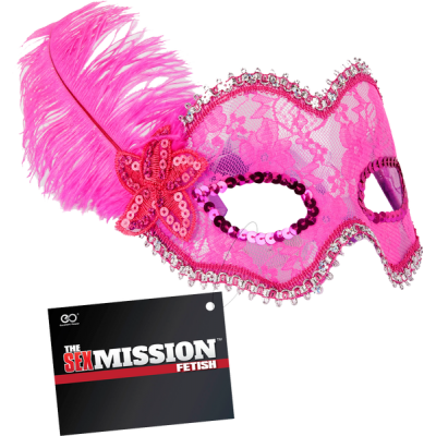 Excellent Power Sex Mission Fetish Feathered Mesh Masquerade Mask Pink FNJ017A000 007 4897078623493 Detail