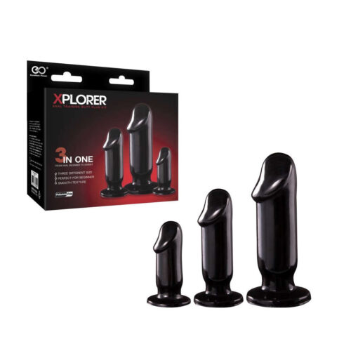 Excellent Power Xplorer 3pc Anal Training Kit Penis Shaped Black FKN007A000 010 4897078631290 Multiview