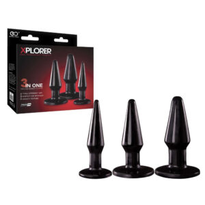 Excellent Power Xplorer 3pc Anal Training Kit Tapered Black FKN008A000 010 4897078631306 Multiview