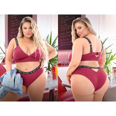 Fantasy Lingerie Fantasy Lingerie Vibes So Salty Longline Bra and Cheeky Panty Red Maroon QUEEN AF922Q 657447081606 Multiview