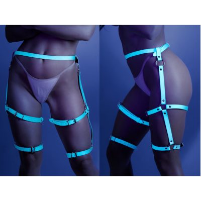 Fantasy Lingerie GLOW Buckle Up Leg Harness Glow In The Dark One Size Blue GL2115OS 657447305368 Multiview