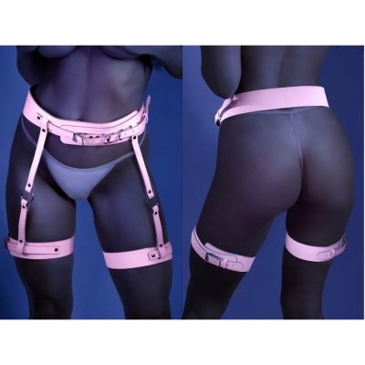 Fantasy Lingerie GLOW Buckle Up Leg Harness Glow in the Dark One Size Pink GL2117OS 657447305382 Multiview