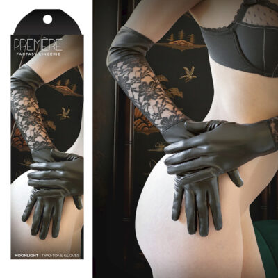 Fantasy Lingerie Moonlight Two Tone Gloves Elbox Length Lace Black OS FLA2001BLKOS 657447083846 Multiview