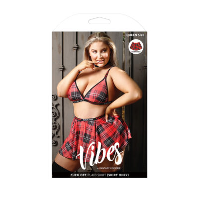 Fantasy Lingerie Vibes Fuck Off Plaid Skirt PLUS SIZE QUEEN Red AF804Q Boxview