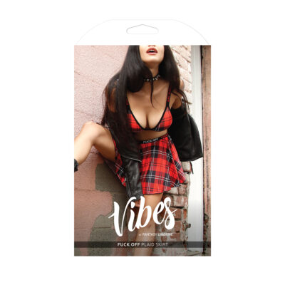 Fantasy Lingerie Vibes Fuck Off Plaid Skirt Red AF804 Boxview