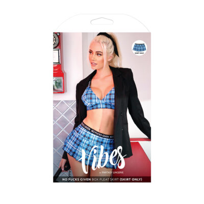 Fantasy Lingerie Vibes No Fucks Given Blue Plaid Skirt AF927 Boxview