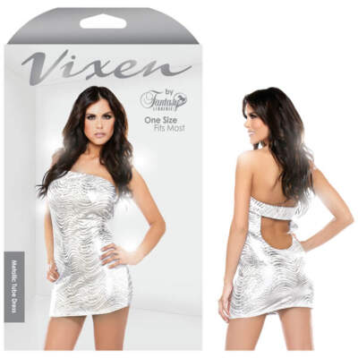 Fantasy Lingerie Vixen Metallic Tube Dress Silver OS One Size B B608OS 811432026342 Multiview