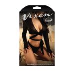 Fantasy Lingerie Vixen No Regrets Reversible Wrap Top and Panty One Size OS Black V795 657447312960 Boxview