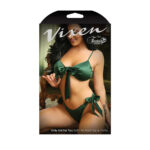 Fantasy Lingerie Vixen Only Girl For You Satin Tie Front Top and Panty Set OS Green V742 657447301209 Boxview