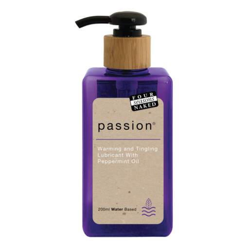 Four Season Passion Warming and Tingling Water Based Lubricant Peppermint Oil Lifestyle Bottle 200ml Pump Top 9312426006780
