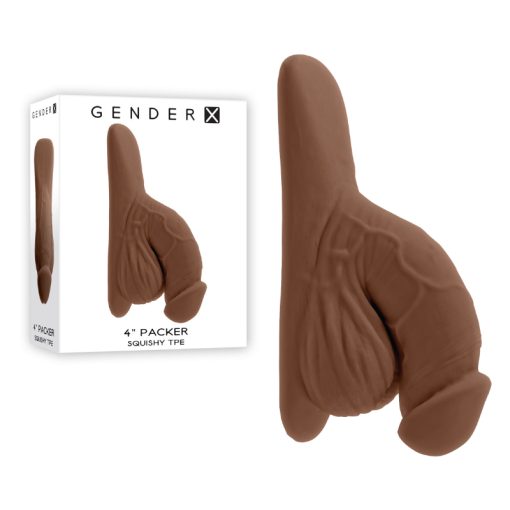 Gender X Squishy TPE 4 inch Packer Penis Dark Flesh GX PK 2550 2 844477022550 Multiview