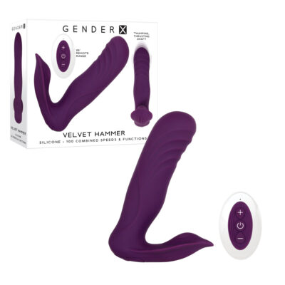 Gender X Velvet Hammer Wireless Remote Thrusting Dual Stimulator Purple GX RS 8935 2 844477018935 Multiview
