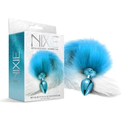 Global Novelties NIXIE Metal Jewel Butt Plug with Ombre Fox Tail 1000325 850010096971 Multiview