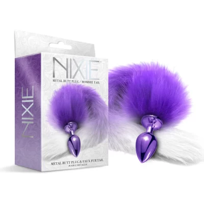 Global Novelties NIXIE Metal Jewel Butt Plug with Ombre Fox Tail 1000326 850010096988 Multiview