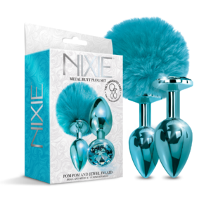 Global Novelties Nixie Metal Butt Plug Set Blue 1000315 850010096797 Multiview