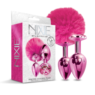 Global Novelties Nixie Metal Butt Plug Set Pink 1000317 850010096810 Multiview