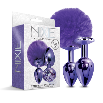 Global Novelties Nixie Metal Butt Plug Set Purple 1000316 850010096803 Multiview