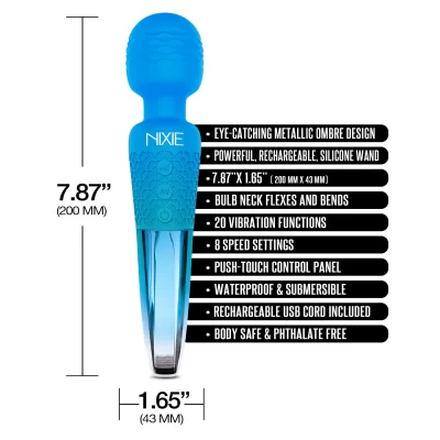 Global Novelties Nixie Rechargeable Ombre Wand Massager Ombre Blue 1000312 850010096896 Info Detail