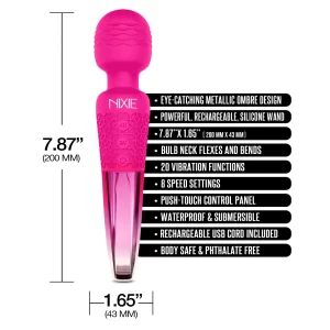 Global Novelties Nixie Rechargeable Ombre Wand Massager Ombre Pink 1000314 850010096919 Info Detail