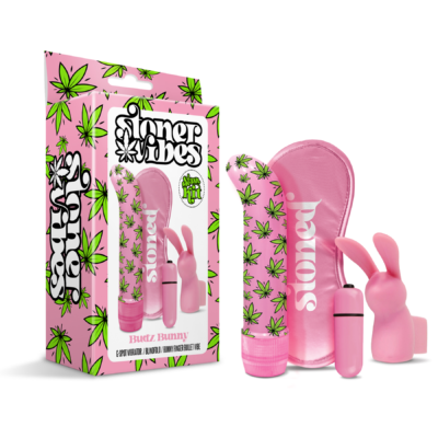 Global Novelties Stoner Vibes Stash Kit Budz Bunny Vibrator Kit Pink 1000122 850010096766 Multiview