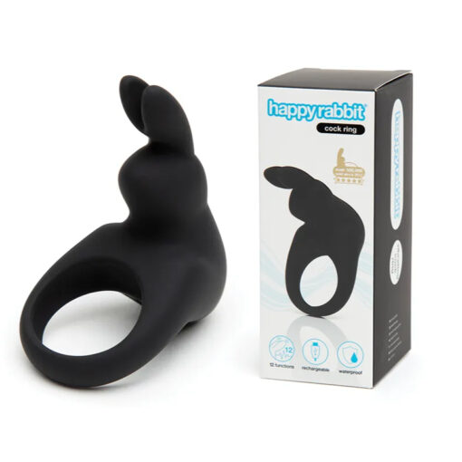 Happy Rabbit Rechargeable Vibrating Cock Ring Black HR82129BK 5060779237361 Multiview