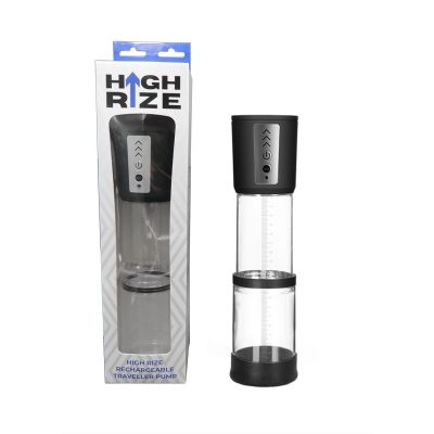 High Rize Rechargeable Collapsible Traveller Automatic Penis Pump 3 Speed Clear HIR007 9354434000664 Multiview