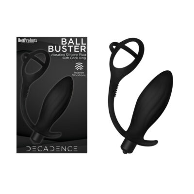 Hott Products Decadence Ball Buster Cock Ring Anal Plug Black HP 3348 818631033485 Multiview