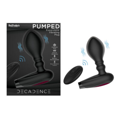 Hott Products Decadence Pumped Wireless Remote Inflatable Vibrating Plug Black HP 3440 818631034408 Multiview