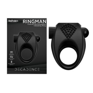 Hott Products Decadence Ringman Rechargeable Vibrating Cock Ring Black HP 3441 818631034413 Multiview