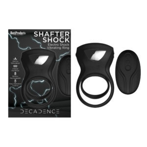 Hott Products Decadence Shafter Shock Rechargeable Wireless remote Electro stimulation Vibrating Dual cock ring Black HP 3442 818631034420 Multiview