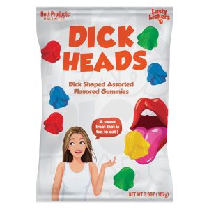 Hott Products Dick Heads Penis Head Shaped Flavoured Gummies 18pc HP3511 818631035113 Boxview