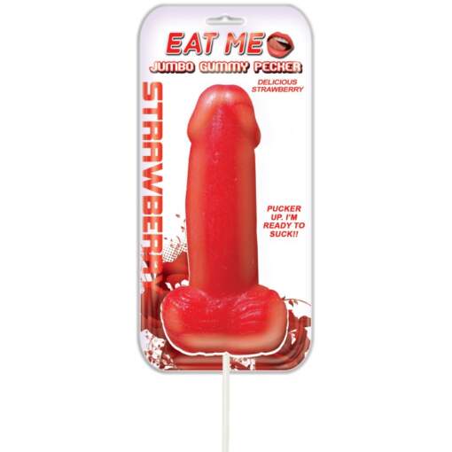 Hott Products Eat Me Jumbo Gummy Pecker Pop Strawberry HP2975 818631029754 Boxview