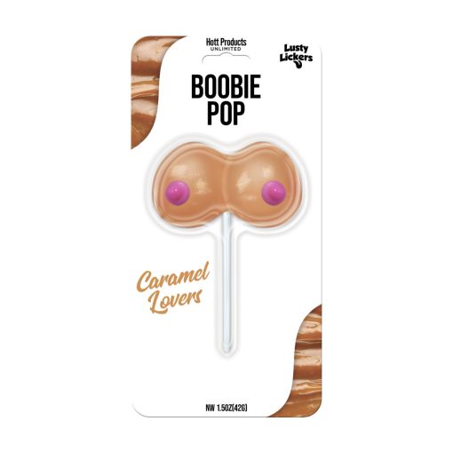 Hott Products Lusty Lickers Caramel Lovers Boobie Pop Chocolate Boobs shaped Lollipop Brown HP3528 818631035281 Boxview