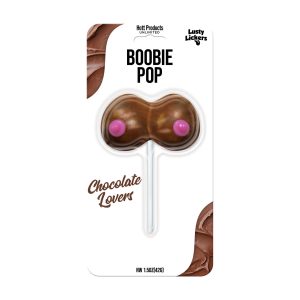 Hott Products Lusty Lickers Chocolate Lovers Boobie Pop Chocolate Boobs shaped Lollipop Brown HP3529 818631035298 Boxview