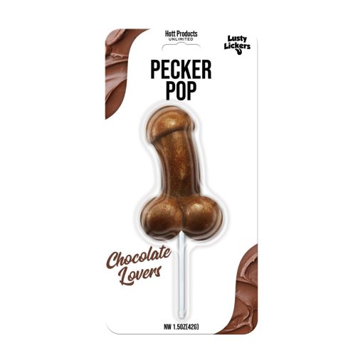 Hott Products Lusty Lickers Chocolate Lovers Pecker Pop Chocolate Penis shaped Lollipop Brown HP3527 818631035274 Boxview