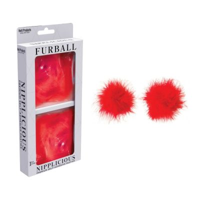 Hott Products Nipplicious Furball Marabou Nipple Pasties Red HP3456 818631034567 Multiview