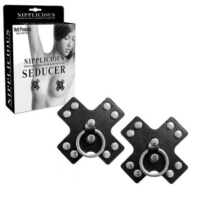 Hott Products Nipplicious Seducer Cross Shaped Nipple Pasties Black HP3458 818631034581 Multiview