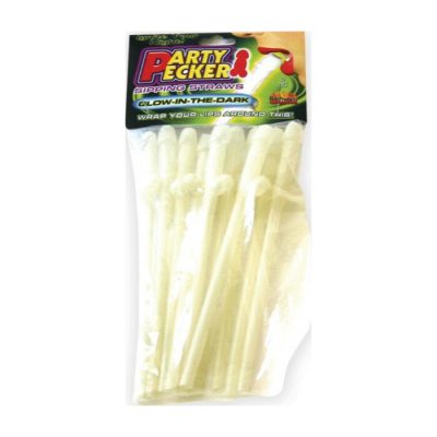 Hott Products Pecker Party Straws 10 Pack Glow in the Dark HP 2102 818631021024 Boxview
