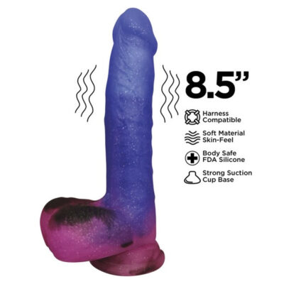 Hott Products Stardust Milky Way 8 point 5 inch Rechargeable Vibrating Dong with Balls Purple Pink HP 3400 818631034000 Detail
