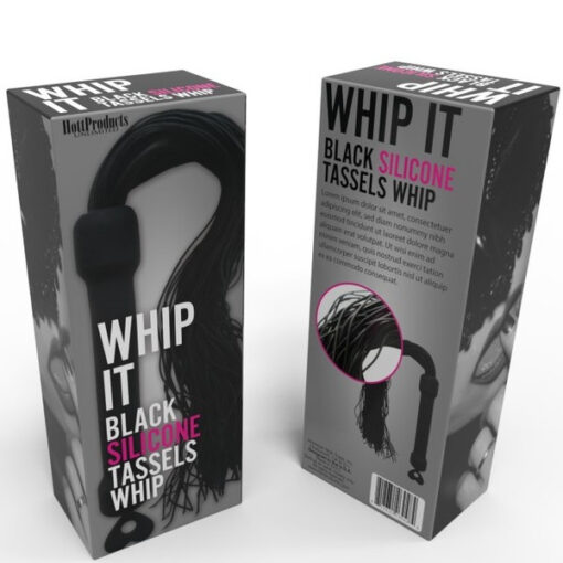 Hott Products Whip It Silicone Tassels Whip Black HP 3283 818631032839 Boxview