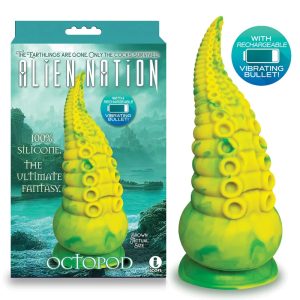Icon Brands Alien Nation Octopod 9 inch Fantasy Tentacle Dildo Yellow Green IC1354 847841013543 Multiview