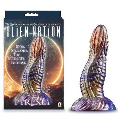 Icon Brands Alien Nation Pyrexia 7 inch Fantasy Dildo Metallic Gold Blue Crimson IC1356 847841013567 Multiview