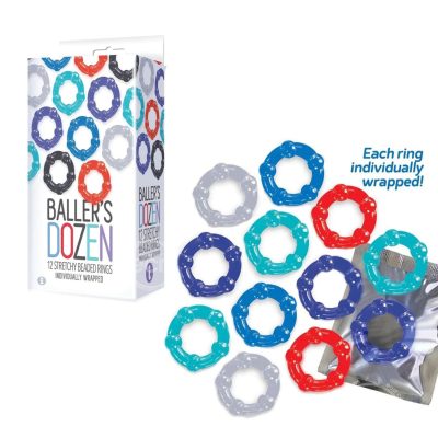 Icon Brands Ballers Dozen Beaded Cock Rings 12 Pack IC2698 847841026987 Multiview