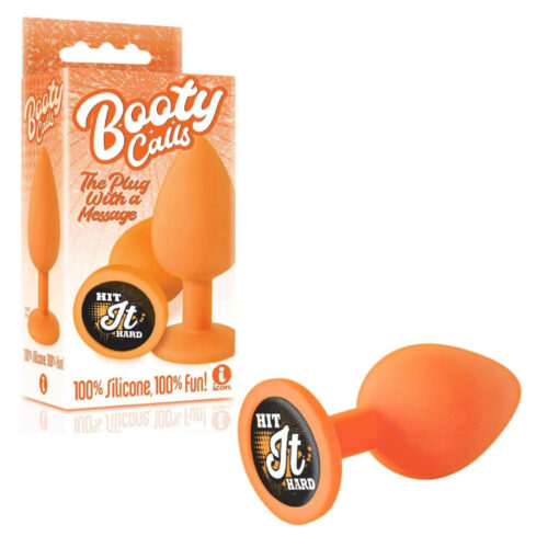 Icon Brands Hit It Hard Silicone Message Butt Plug Orange IC2692 847841026925 Multiview