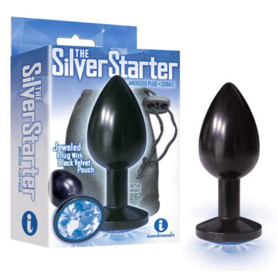 Icon Brands Silver Starter Gem Butt Plug Black Blue IC2613 2 847841023139 Multiview