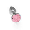 Icon Brands Silver Starter Pink Rose Floral Butt Plug 847841026437