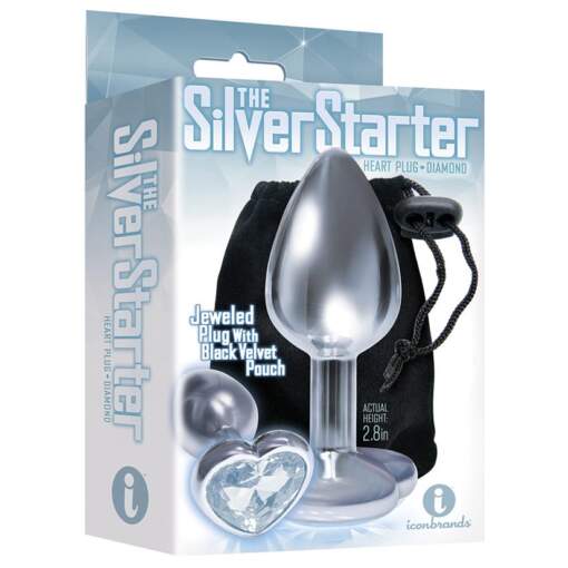 Icon Brands The Starter Heartshaped Jewel Butt Plug Silver IB2611 2 847841026116 Boxview